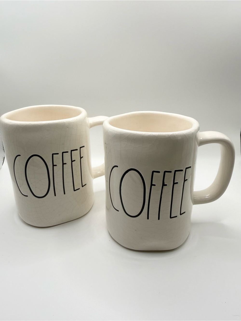 Magenta Cream Ceramic Coffee Mugs with Black 'COFFEE' Lettering - Set of 2